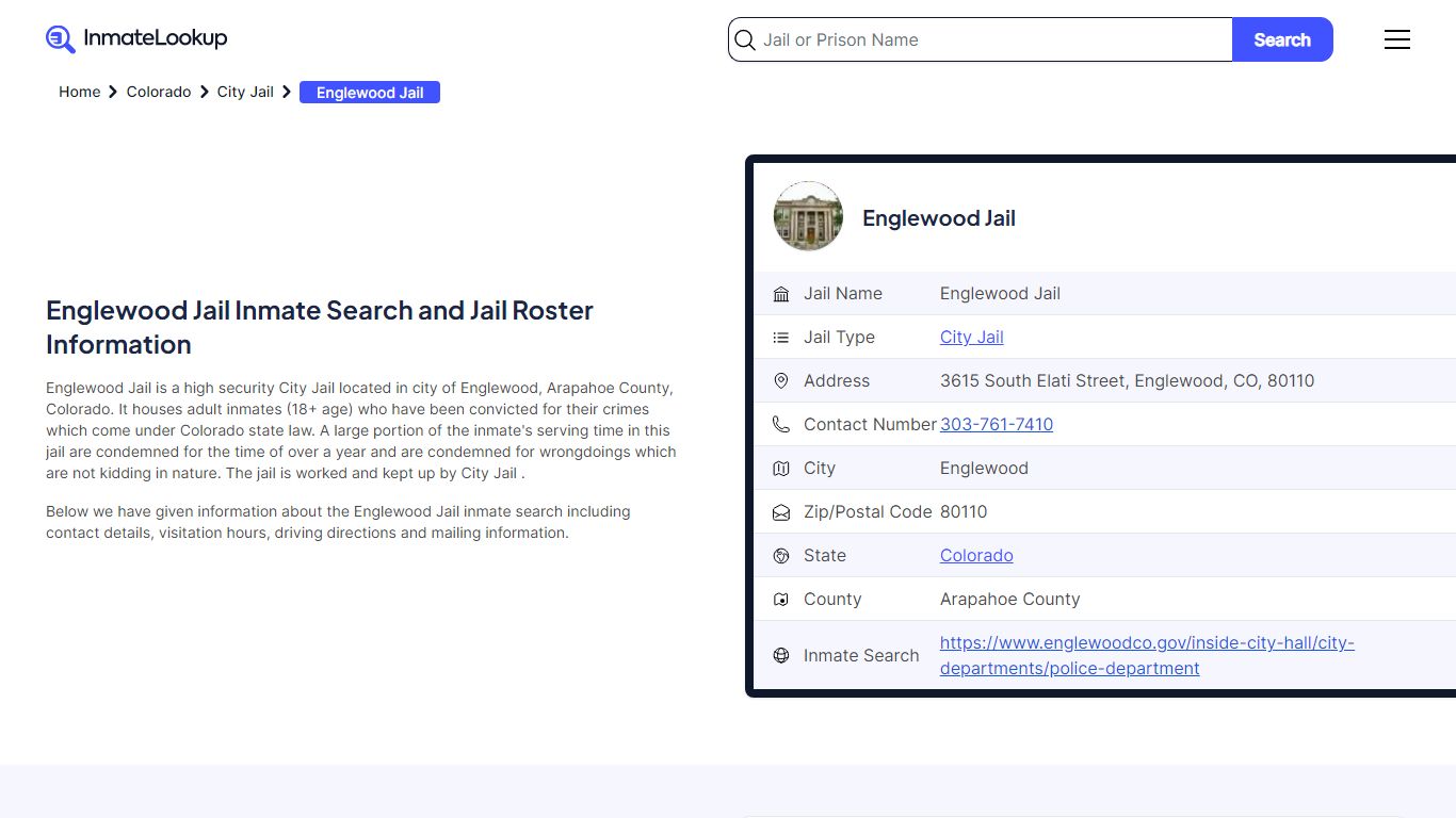 Englewood Jail Inmate Search, Jail Roster, Bookings, Arrests - Inmate ...
